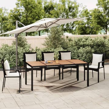 vidaXL Tuintafel met houten blad poly ratten en acaciahout, Tuin en Terras, Verzenden, Nieuw