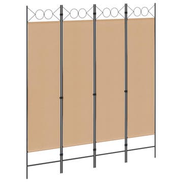 vidaXL 4-Panel Room Divider Beige 160 x 180 cm Stof, Huis en Inrichting, Verzenden, Nieuw