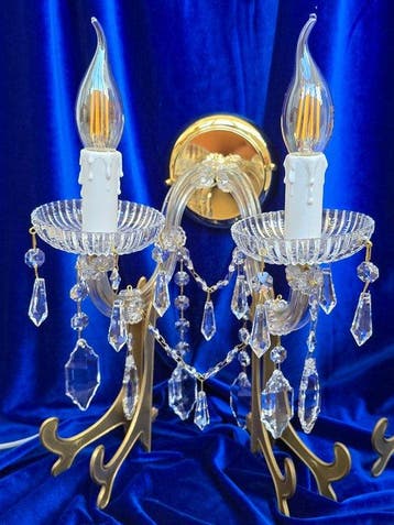 Wandkandelaar (2) - Metaal, Kristal, Plastic - Juma wandlamp