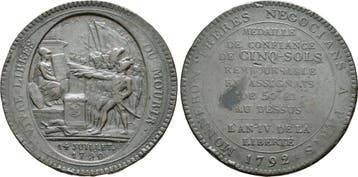 Medaille zu 5 Sols 1792 Frankreich: Napoleon I, 1804-1815:, Verzenden
