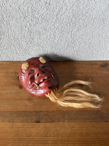 Noh masker - Hout, lak - Negoro-stijl - Okina