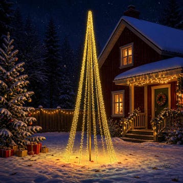 vidaXL LED kerstboom 485 cm 3000 LEDs Warmwit Staal Zwart, Verzenden, Nieuw