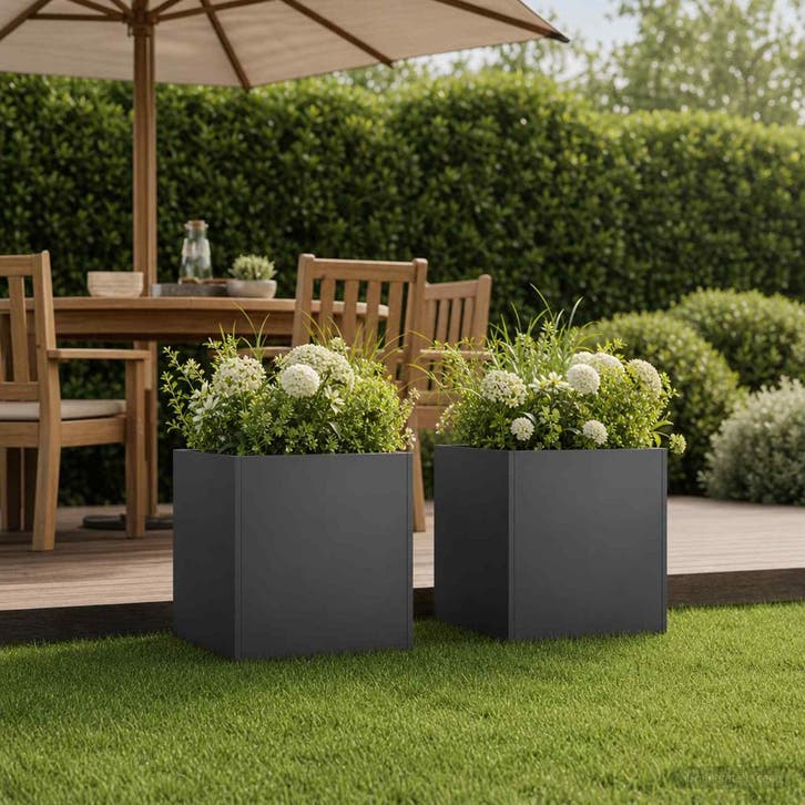 vidaXL Plantenbak 2 st Zwart 20 x 20 x 20 cm Koudgewalst, Jardin & Terrasse, Pots de fleurs, Envoi