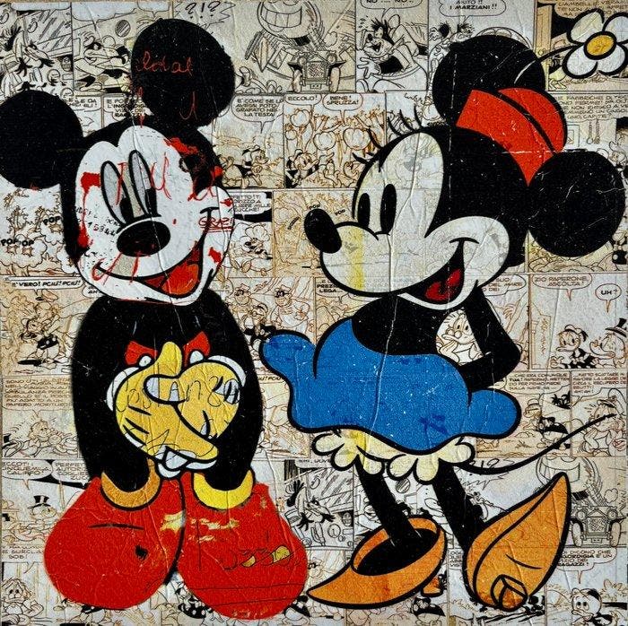 Giuliano Grittini (1951) - Mickey & Minnie, Antiek en Kunst, Kunst | Schilderijen | Modern