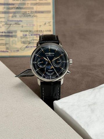 Zeppelin - Méditerranée Day/Date Moonphase Blue - 8635-3 -, Handtassen en Accessoires, Nieuw