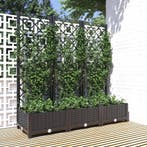 vidaXL Plantenbak met trellis zwart 120x40x121,5 cm PP, Verzenden, Nieuw