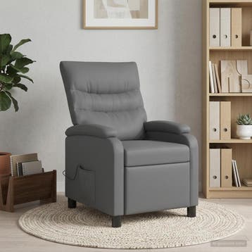 vidaXL Massage Relaxstoel Grijs Kunstleer, Verzenden