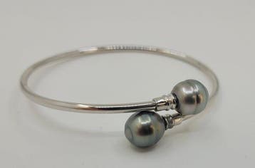 Zonder minimumprijs - Armband 9x10mm zilveren Tahiti-parels,, Nieuw