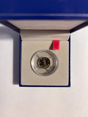 France. 1 Centime 2001 Épi. BU en or