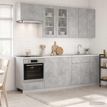 vidaXL Keukenblok LYON 8 pcs Betongrijs Bewerkt hout, Verzenden