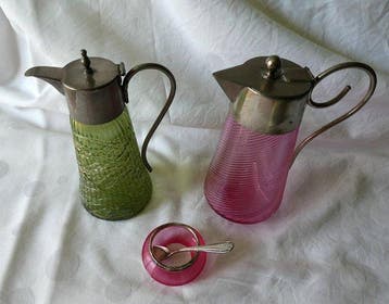 Art Nouveau Bak (3) - Tin, .950 zilver - 1900-1910 -