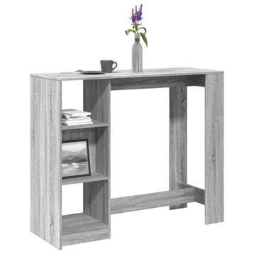 vidaXL Bartafel met schap 124x46x103,5 cm bewerkt hout grijs, Verzenden