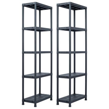 vidaXL Opbergrekken 2 st 125 kg 60x30x180 cm kunststof zwart, Huis en Inrichting, Kasten | Stellingkasten, Verzenden, Nieuw