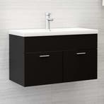 vidaXL Wastafelkast 80x38,5x46 cm bewerkt hout zwart, Huis en Inrichting, Verzenden, Nieuw