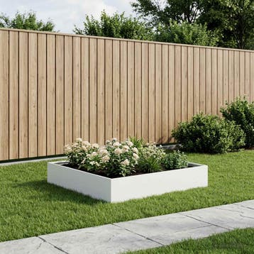 vidaXL Plantenbak Wit 100 x 100 x 20 cm Koudgewalst staal, Verzenden