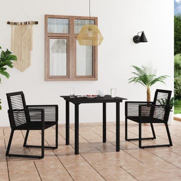 vidaXL 3-delige Tuinset PVC-rattan zwart, Tuin en Terras, Verzenden, Nieuw, Tuinset