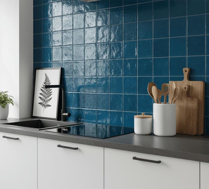 Wandtegel Revoir Balance Handvorm Marine Blauw Glans 10x10, Doe-het-zelf en Bouw, Tegels, Minder dan 20 cm, Minder dan 20 cm, 10 m² of meer