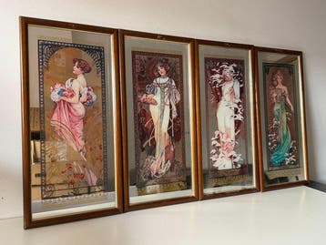 Alphons Mucha (1860-1939) (after) - The four seasons -, Antiek en Kunst