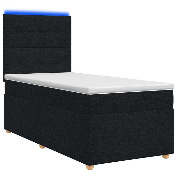 vidaXL Boxspringbed met matras met hoofdeinde Zwart 90 x 200, Huis en Inrichting, Slaapkamer | Bedden, Nieuw, Verzenden