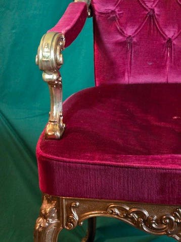 Fauteuil - Messing, Hout, Fluweel