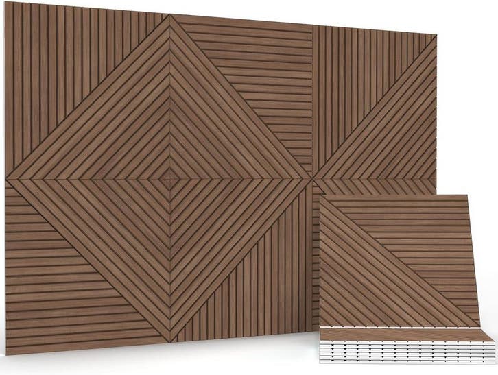 6x Akoestisch paneel Teak | Tweede kansje | OP = OP, Huis en Inrichting, Woonaccessoires | Wanddecoraties, Nieuw, Verzenden