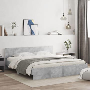 vidaXL Bedframe met hoofdeinde betongrijs 180x200 cm, Huis en Inrichting, Verzenden, Nieuw