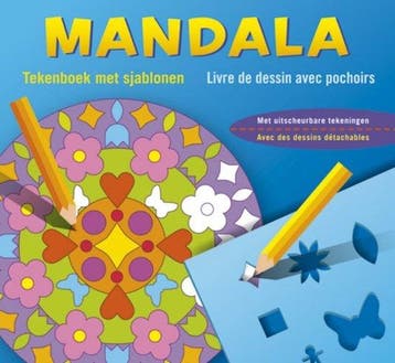 Mandala tekenboek met sjablonen / Mandala livre de dessin, Verzenden, ZNU