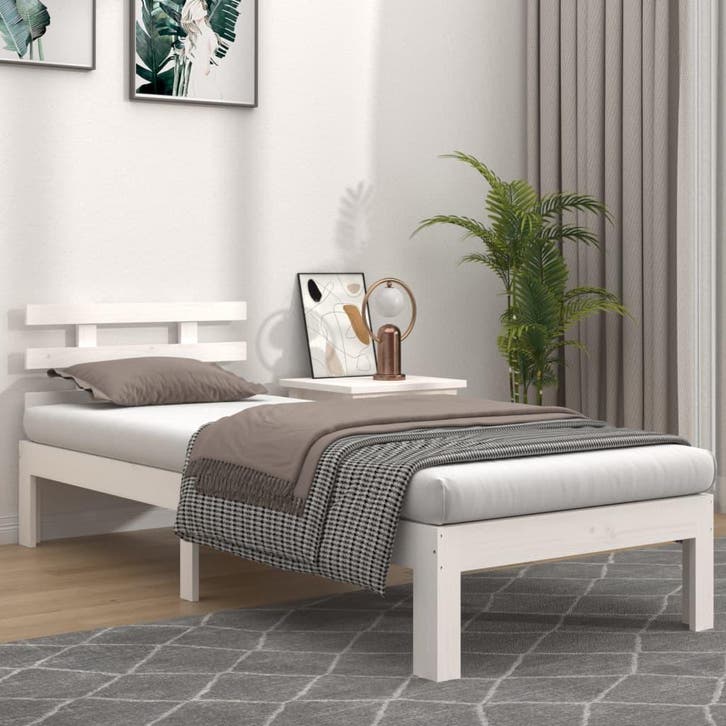 vidaXL Bedframe massief hout wit 100x200 cm, Maison & Meubles, Chambre à coucher | Lits, Envoi