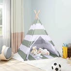 vidaXL Kindertent Grijs en wit 120 x 120 x 150 cm Massief, Verzenden, Nieuw