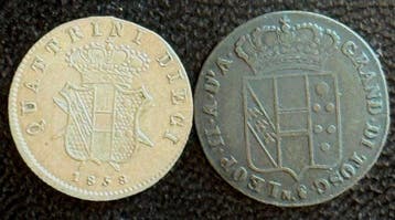 Italië. Leopold II. Gran Ducato di Toscana. 10 quattrini + 3