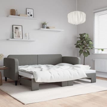 vidaXL Slaapbank met onderschuifbed 80x200 cm stof, Verzenden