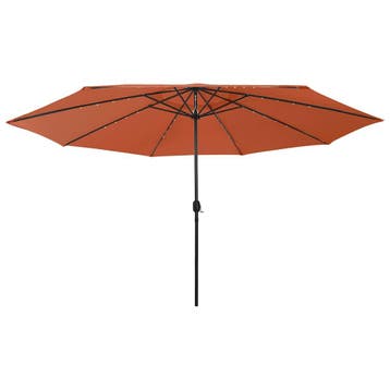 vidaXL Parasol met LED-verlichting 400 cm terracottakleurig, Verzenden, Nieuw