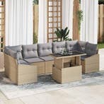 vidaXL Tuinbank Set met kussen 8 pcs beige en lichtgrijs, Verzenden