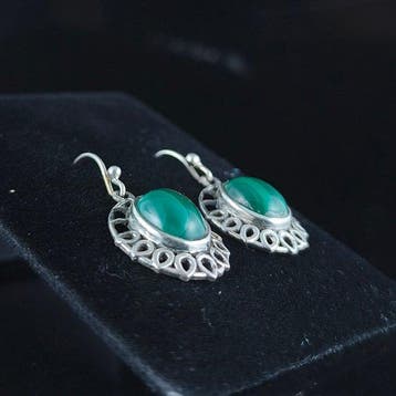 Zilver - Oorbellen - Malachiet sterlingsilber