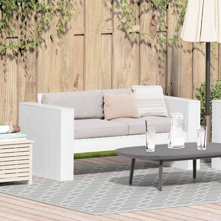 vidaXL Tuin Sofa Wit 134 x 60 x 62 cm Massief grenenhout, Jardin & Terrasse, Ensembles de jardin, Envoi