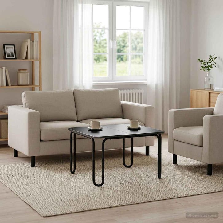 vidaXL Salontafel Zwart 100 x 100 x 45 cm Bewerkt hout, Huis en Inrichting, Tafels | Salontafels, Nieuw, Verzenden