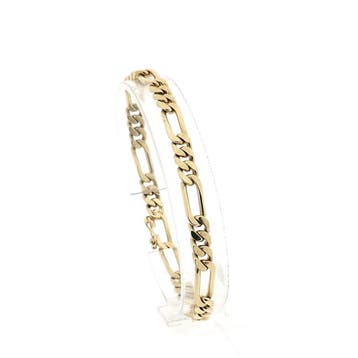 Gouden Figaro schakelarmband, Handtassen en Accessoires, Armbanden, Ophalen of Verzenden, Gebruikt, Goud, Goud