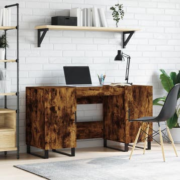 vidaXL Bureau 140x50x75 cm bewerkt hout gerookt eikenkleurig, Verzenden