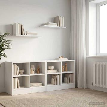 vidaXL Bedkast met plank 2 st Wit 66 x 33 x 48 cm Bewerkt, Verzenden, Nieuw
