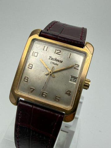 Technos - Rectangular 17 Rubis Date – Manual Wind – Swiss
