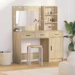 vidaXL Kaptafel met spiegellichten met lade 2 pcs Bruin, Huis en Inrichting, Verzenden, Nieuw