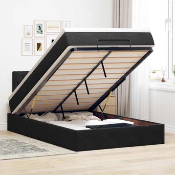 vidaXL Bed poef met matras 120x190 cm fluweel zwart, Verzenden, Nieuw