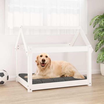 vidaXL Hondenbed 81x60x70 cm massief grenenhout wit, Verzenden