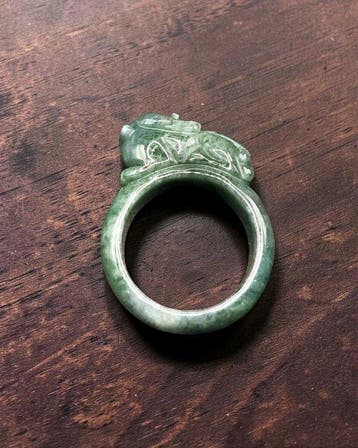 Jade - Jadeite Feicui certifiée NGTC - Bague amulette -