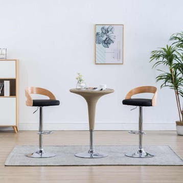 vidaXL Barkrukken 2 st kunstleer en gebogen hout zwart, Verzenden, Nieuw