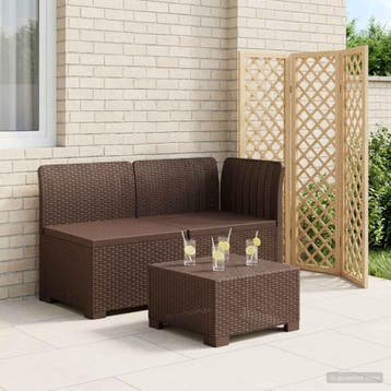 vidaXL Twee-zits Tuin Sofa Rieten Look PP Bruin, Verzenden, Nieuw