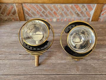 Replica koetslampen Rond met bol voorglas (2x), Nieuw