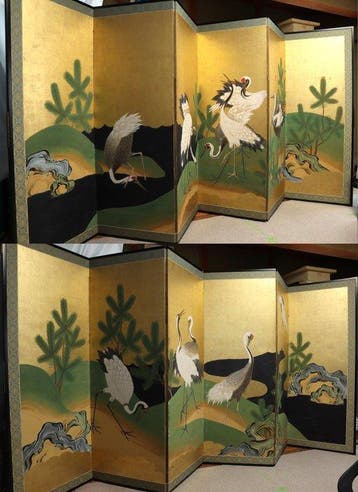 Une paire de paravents pliants de l’époque Edo représentant