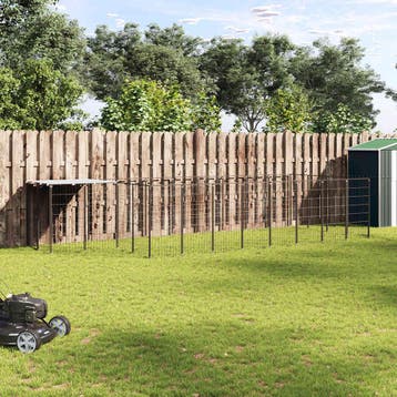 vidaXL Hondenkennel 10,89 m² staal zwart, Verzenden, Nieuw