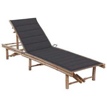 vidaXL Ligbed met kussen bamboe, Tuin en Terras, Verzenden, Nieuw